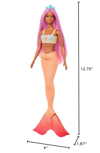 BARBIE MUÑECA DE SIRENA CON ACCESORIO DE PELO DE FANTASÍA ROSA Y DIADEMA JUGUETE CON CORPIÑO INSPIRADO EN ESTRELLAS DE MAR - 7