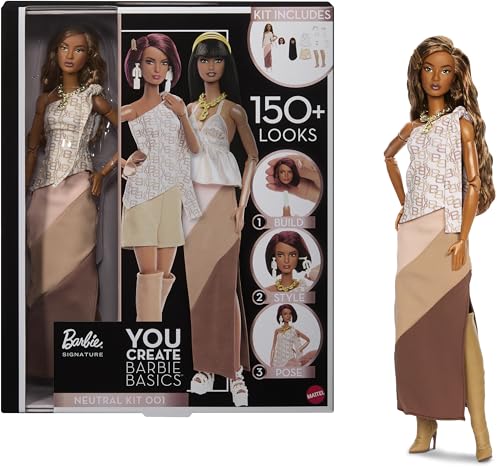 BARBIE BASICS YOU CREATE NEUTRAL KIT 001 CON MUÑECA DE MODA PERSONALIZABLE ROPA Y ACCESORIOS DE AJUSTE UNIVERSAL CUERPO POSABLE - 1