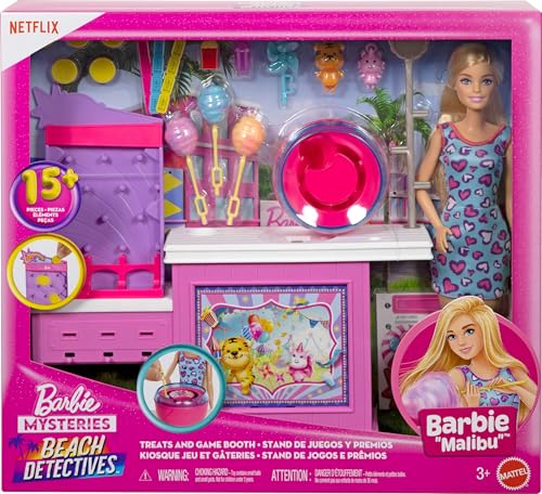 BARBIE MYSTERIES BEACH DETECTIVES MALIBU DOLL COTTON CANDY GAME BOOTH PLAYSET CON 20 ACCESORIOS INCLUYENDO PREMIOS - 5