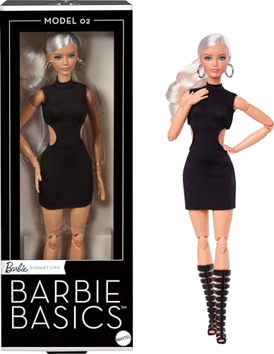BARBIE BASICS MUÑECA COLECCIONISTA MODELO 02 CON CABELLO RUBIO MINI VESTIDO NEGRO Y BOTAS DE GLADIADOR MODA DE AJUSTE UNIVERSAL - 1