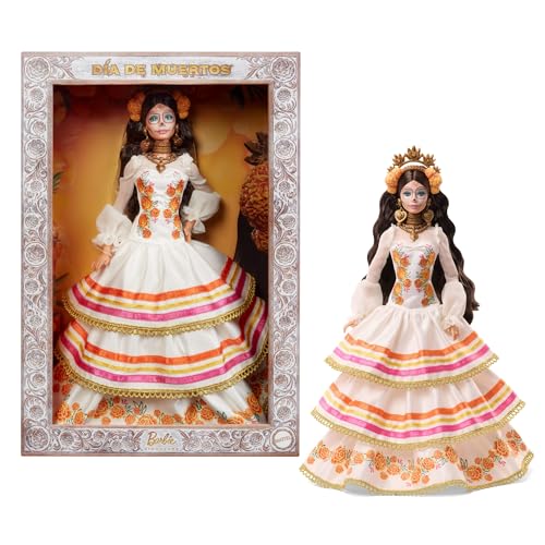 MUÑECA BARBIE SIGNATURE DÍA DE MUERTOS 2025 COLECCIONABLE EN VESTIDO CREMA CON VOLANTES ADORNADO CON CALÉNDULAS Y CINTA CORONA - 1