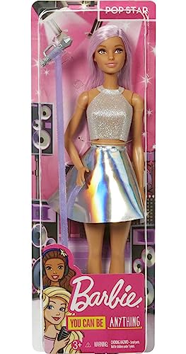 BARBIE CAREERS MUÑECA DE MODA Y ACCESORIO ESTRELLA POP CON CABELLO ROSA Y OJOS MARRONES VISTIENDO FALDA IRIDISCENTE CON MICRÓFONO - 6