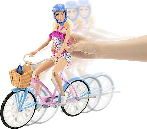 MUÑECA BARBIE Y JUEGO DE BICICLETA CON MUÑECA 115 PULGADAS RUBIA BICICLETA CON RUEDAS QUE RUEDAN Y ACCESORIO DE BOTELLA DE AGUA - 2