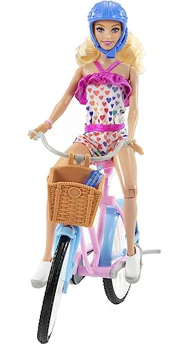 MUÑECA BARBIE Y JUEGO DE BICICLETA CON MUÑECA 115 PULGADAS RUBIA BICICLETA CON RUEDAS QUE RUEDAN Y ACCESORIO DE BOTELLA DE AGUA - 4