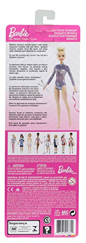 BARBIE RHYTHMIC GYMNAST RUBIA MUÑECA 12IN3040CM CON LEOTARDO COLORIDO METÁLICO 2 BASTONES Y ACCESORIO DE CINTA GRAN REGALO - 7