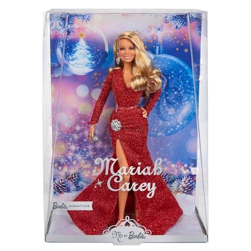 BARBIE SIGNATURE DOLL MARIAH CAREY HOLIDAY COLLECTIBLE IN RED GLITTER GOWN WITH SILVERY ACCESSORIES - 1