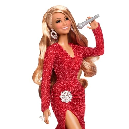 BARBIE SIGNATURE DOLL MARIAH CAREY HOLIDAY COLLECTIBLE IN RED GLITTER GOWN WITH SILVERY ACCESSORIES - 3