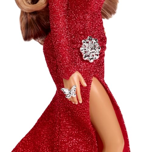 BARBIE SIGNATURE DOLL MARIAH CAREY HOLIDAY COLLECTIBLE IN RED GLITTER GOWN WITH SILVERY ACCESSORIES - 4