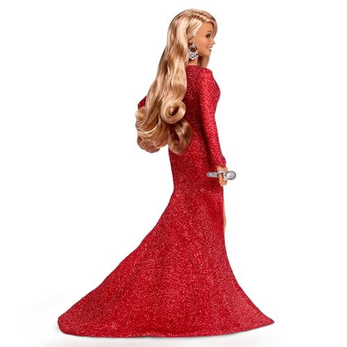 BARBIE SIGNATURE DOLL MARIAH CAREY HOLIDAY COLLECTIBLE IN RED GLITTER GOWN WITH SILVERY ACCESSORIES - 5