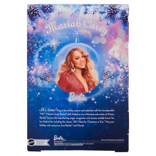 BARBIE SIGNATURE DOLL MARIAH CAREY HOLIDAY COLLECTIBLE IN RED GLITTER GOWN WITH SILVERY ACCESSORIES - 6