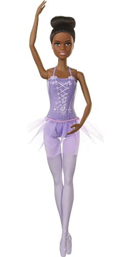 BARBIE MUÑECA BAILARINA EN TUTÚ EXTRAÍBLE MORADO CON PELO NEGRO RECOGIDO OJOS MARRONES BRAZOS EN POSTURA DE BALLET Y ZAPATOS - 5
