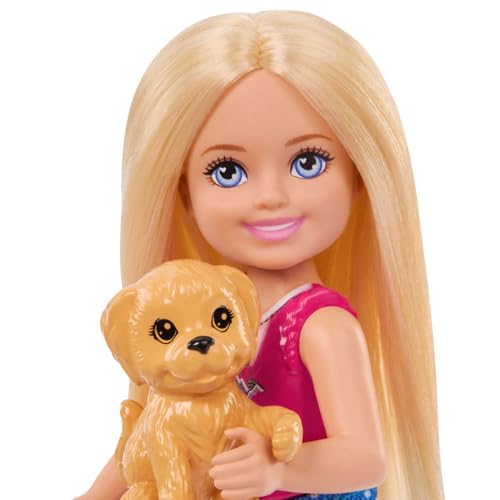 SET DE JUEGOS AL AIRE LIBRE BARBIE CHELSEA CONJUNTO DE FAMILIA Y AMIGOS CON MUÑECA PEQUEÑA RUBIA CACHORRO Y MÁS DE 5 ACCESORIOS - 2