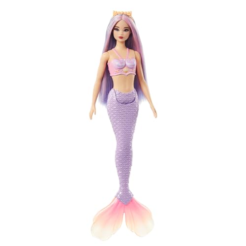 BARBIE MUÑECA DE SIRENA CON ACCESORIO DE PELO Y DIADEMA DE FANTASÍA ROSA Y LILA JUGUETE CON CORPIÑO INSPIRADO EN CONCHAS Y COLA - 5