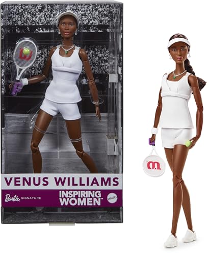 SERIE BARBIE INSPIRING WOMEN MUÑECA DE MODA VENUS WILLIAMS CON UNIFORME DE TENIS CARACTERÍSTICO Y RAQUETA INCLUYE EMBALAJE - 1