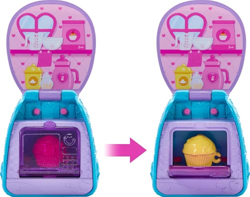 BARBIE FAMILY FRIENDS MUÑECA CHELSEA RUBIA CON MOCHILA PARA HORNEAR CUPCAKES MOCHILA USABLE CON PIEZAS DE JUEGO PARA HORNEAR - 5