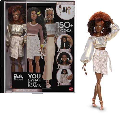 BARBIE BASICS YOU CREATE NEUTRAL KIT 002 CON MUÑECA DE MODA PERSONALIZABLE Y ROPA DE AJUSTE UNIVERSAL CUERPO ARTICULABLE - 1