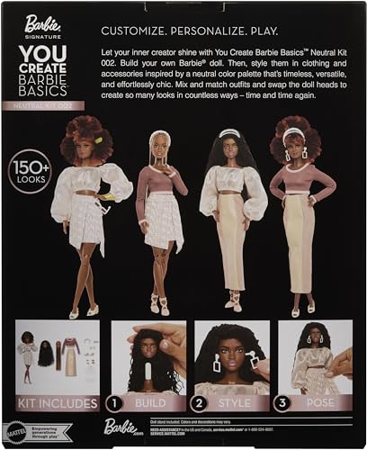 BARBIE BASICS YOU CREATE NEUTRAL KIT 002 CON MUÑECA DE MODA PERSONALIZABLE Y ROPA DE AJUSTE UNIVERSAL CUERPO ARTICULABLE - 6