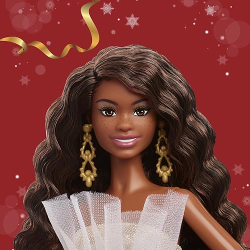 BARBIE MUÑECA DE MODA FESTIVA 2025 CON CABELLO NEGRO CON VESTIDO PLATEADO Y DORADO COLECCIONABLE DE TEMPORADA INCLUYE EMBALAJE - 2