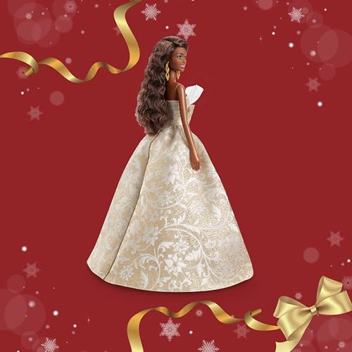 BARBIE MUÑECA DE MODA FESTIVA 2025 CON CABELLO NEGRO CON VESTIDO PLATEADO Y DORADO COLECCIONABLE DE TEMPORADA INCLUYE EMBALAJE - 5