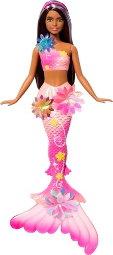 BARBIE MUÑECAS DE JUGUETE SIRENA CON FUNCIÓN DE FLORES MÁGICAS QUE FLORECEN POR SORPRESA COLAS DEGRADADAS ACCESORIO DE DIADEMA - 1