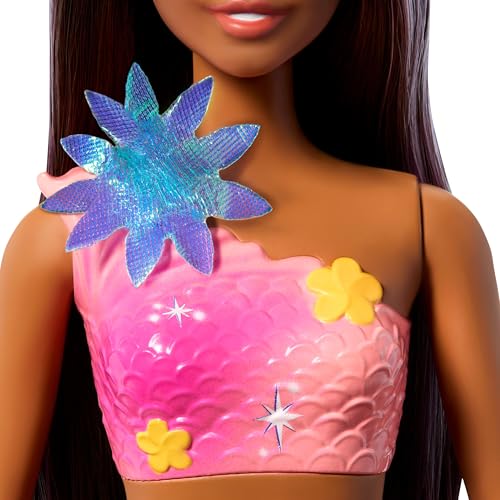 BARBIE MUÑECAS DE JUGUETE SIRENA CON FUNCIÓN DE FLORES MÁGICAS QUE FLORECEN POR SORPRESA COLAS DEGRADADAS ACCESORIO DE DIADEMA - 5