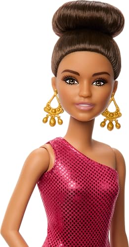 BARBIE MUÑECA DE BAILE DE BAILE DE MODA CON VESTIDO DE VOLANTES ROJOS ZAPATOS DE BAILE Y CABELLO DE ESTILO MARRÓN ACCESORIO - 2
