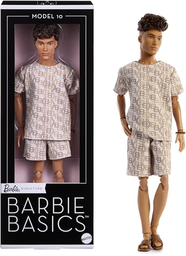 BARBIE BASICS MODEL COLLECTOR KEN FASHION DOLL 10 CON CABELLO MORENO EN CAMISA Y PANTALONES CORTOS CON ESTAMPADO A JUEGO MODA - 1