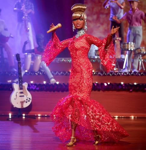 MUÑECA BARBIE MUJERES INSPIRADORAS CELIA CRUZ REINA DE LA SALSA EN VESTIDO DE ENCAJE ROJO CON MICRÓFONO DORADO COLECCIONABLE - 2