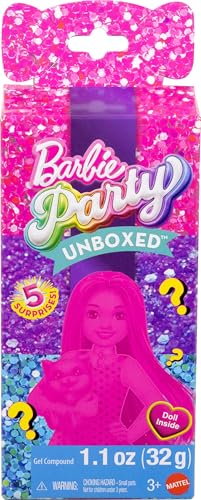 SET DE MUÑECAS BARBIE PARTY UNBOXED CHELSEA SERIE GLAM PARTY CON 6 SORPRESAS INCLUYENDO MASCOTA Y CAMBIO DE COLOR LOS ESTILOS - 1