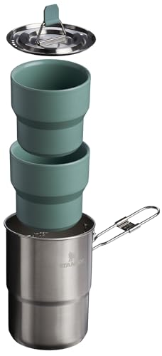 STANLEY WILDFARE GO JUEGO DE COCINA DE ACERO INOXIDABLE DE 4 PIEZAS CON DOS TAZAS OLLA Y TAPA DE 32 OZ CON MANGO PLEGABLE - 2