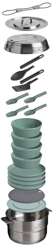 STANLEY WILDFARE CORE JUEGO COMPLETO DE COCINA DE CAMPAMENTO DE 26 PIEZAS OLLA DE 4 CUARTOS CON TAPA SARTÉN DE 8 PULGADAS 4 - 3
