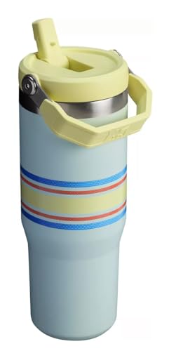 STANLEY THE VARSITY ICE FLOW VASO CON TAPA ABATIBLE CON POPOTE 30 ONZAS DISEÑO DE RAYAS DE MALLA DE NIEBLA - 2