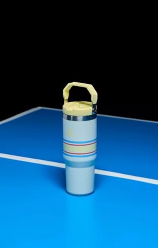 STANLEY THE VARSITY ICE FLOW VASO CON TAPA ABATIBLE CON POPOTE 30 ONZAS DISEÑO DE RAYAS DE MALLA DE NIEBLA - 4