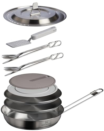STANLEY WILDFARE PRO JUEGO DE SARTÉN DE ACERO INOXIDABLE DE 15 PIEZAS SARTÉN DE 875 PULGADAS CON MANGO PLEGABLE Y DE BLOQUEO - 2