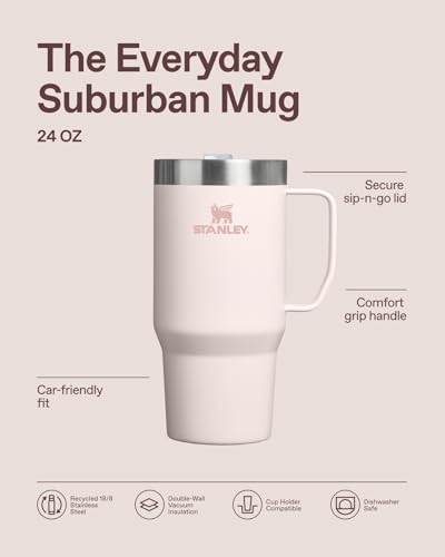 STANLEY LA TAZA SUBURBANA COTIDIANA 710 ML BEBER A TRAVÉS DE LA TAPA TAZA PARA CAFÉ TÉ Y BEBIDAS TAZA DE CAFÉ DE ACERO - 4