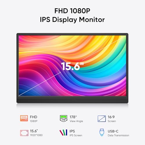 MONITOR PORTÁTIL MONITOR PORTÁTIL DE VIAJE FHD 1080P DE 156 PULGADAS PARA PORTÁTILES PANTALLA PORTÁTIL EXTERNA ULTRADELGADA - 3