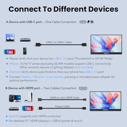 MONITOR PORTÁTIL DE 156 PULGADAS FHD 1080P USBC HDMI PANTALLA DE JUEGOS ULTRADELGADA ALTAVOCES DE SOPORTE INTEGRADOS HDR IPS - 6
