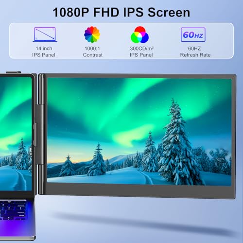 EXTENSOR DE PANTALLA PARA LAPTOP MONITOR PORTÁTIL FHD 1080P IPS DE 14 PULGADAS PARA LAPTOP ULTRAFINO DE 017 PULGADAS Y 13 LIBRAS - 5