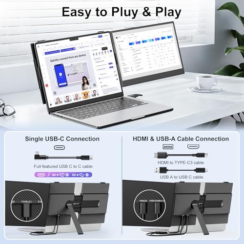 EXTENSOR DE PANTALLA PARA LAPTOP MONITOR PORTÁTIL FHD 1080P IPS DE 14 PULGADAS PARA LAPTOP ULTRAFINO DE 017 PULGADAS Y 13 LIBRAS - 6