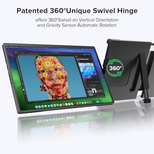 UPERFECT EXTENSOR DE PANTALLA PARA LAPTOP 2K 14 360 BISAGRA GIRATORIA ÚNICA CON ROTACIÓN AUTOMÁTICA DE 180 MONITOR PORTÁTIL QHD - 4