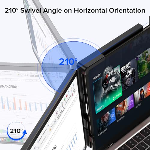UPERFECT EXTENSOR DE PANTALLA PARA LAPTOP 2K 14 360 BISAGRA GIRATORIA ÚNICA CON ROTACIÓN AUTOMÁTICA DE 180 MONITOR PORTÁTIL QHD - 5