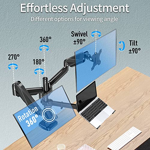 MOUNTUP SOPORTE PARA MONITOR DUAL Y PORTÁTIL SOPORTE DE MONITOR AJUSTABLE PARA 2 PANTALLAS DE COMPUTADORA DE MÁXIMO 27 PULGADAS - 4