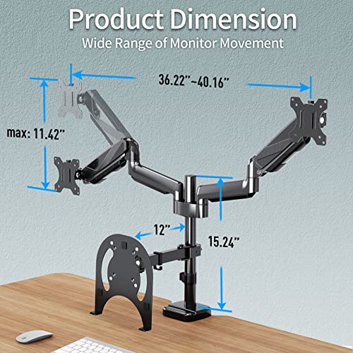 MOUNTUP SOPORTE PARA MONITOR DUAL Y PORTÁTIL SOPORTE DE MONITOR AJUSTABLE PARA 2 PANTALLAS DE COMPUTADORA DE MÁXIMO 27 PULGADAS - 5