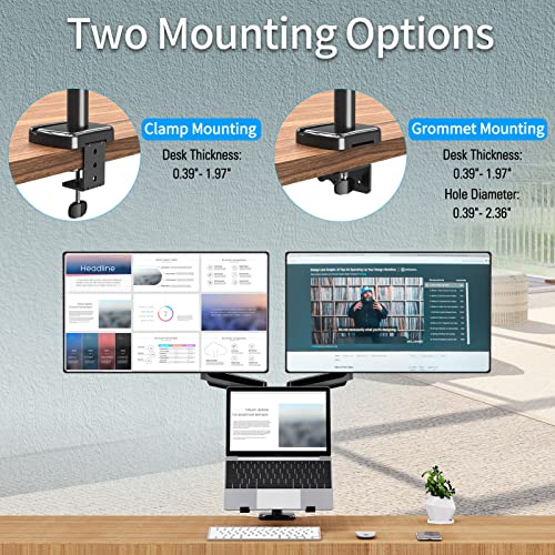 MOUNTUP SOPORTE PARA MONITOR DUAL Y PORTÁTIL SOPORTE DE MONITOR AJUSTABLE PARA 2 PANTALLAS DE COMPUTADORA DE MÁXIMO 27 PULGADAS - 7