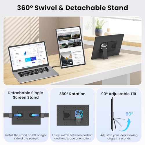 161 PORTABLE MONITOR FOR LAPTOP 1200P FHD ULTRATHIN LAPTOP SCREEN EXTENDER HORIZONTAL VERTICAL WITH 360 ROTATING DETACHABLE - 5