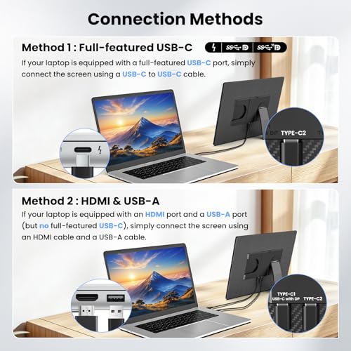 161 PORTABLE MONITOR FOR LAPTOP 1200P FHD ULTRATHIN LAPTOP SCREEN EXTENDER HORIZONTAL VERTICAL WITH 360 ROTATING DETACHABLE - 7