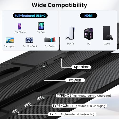 161 PORTABLE MONITOR FOR LAPTOP 1200P FHD ULTRATHIN LAPTOP SCREEN EXTENDER HORIZONTAL VERTICAL WITH 360 ROTATING DETACHABLE - 8