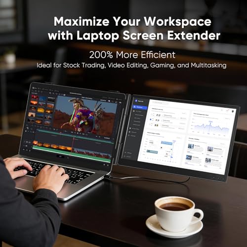 EXTENSOR DE PANTALLA PARA LAPTOP MONITOR DE PANTALLA DUAL FHD 1080P DE 14 PULGADAS PARA PORTÁTIL MONITOR PORTÁTIL ULTRALIGERO - 4