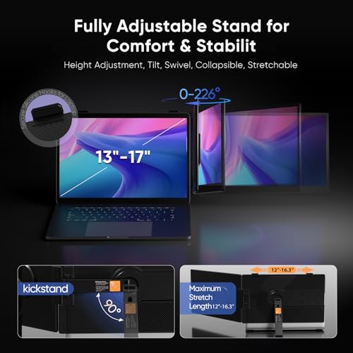 EXTENSOR DE PANTALLA PARA LAPTOP MONITOR DE PANTALLA DUAL FHD 1080P DE 14 PULGADAS PARA PORTÁTIL MONITOR PORTÁTIL ULTRALIGERO - 6