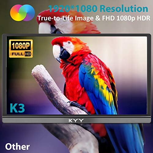 KYY MONITOR PORTÁTIL DE 156 PULGADAS 1080P FHD USBC PANTALLA DE COMPUTADORA HDMI HDR IPS MONITOR DE JUEGOS CON CUBIERTA - 3